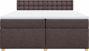 vidaXL Κρεβάτι Boxspring με Στρώμα Σκούρο Καφέ 200x200 εκ. Υφασμάτινο