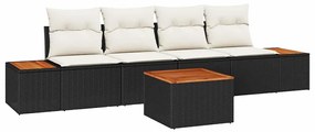 vidaXL Σετ Καναπέ Κήπου με μαξιλάρι 5 pcs Μαύρο Πολυ ράταν