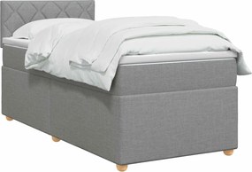 vidaXL Κρεβάτι box spring με στρώμα Ανοιχτό γκρι 90 x 190 cm Ύφασμα