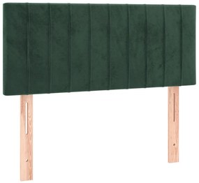 vidaXL Κρεβάτι Boxspring με Στρώμα &amp; LED Σκ. Πράσινο 80x200 εκ Βελούδο