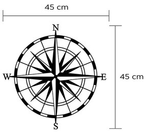 Διακοσμητικό τοίχου Compass Megapap μεταλλικό χρώμα μαύρο 45x3x45εκ. - Μέταλλο - GP037-0122