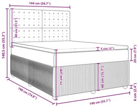 Κρεβάτι Boxspring με Στρώμα Ροζ 140x190 εκ. Βελούδινο - Ροζ