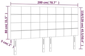 Κεφαλάρι Κρεβατιού LED Ανοιχτό Γκρι 200x5x118/128εκ. Υφασμάτινο - Γκρι