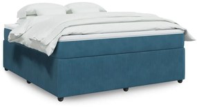 Κρεβάτι Boxspring με Στρώμα Σκούρο Μπλε 180x200 εκ. Βελούδινο