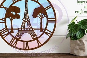 Intra απο ξύλο plywood Χρώμα wenge 3mm-4mm πάχος - Πύργος του Άιφελ, Ρολόι Παρισιού Ρολόι τοίχου Δίασταση 30x20 cm INTRAFABR-118211970
