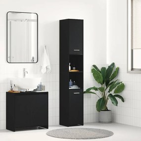 vidaXL Ντουλάπι Μπάνιου Μαύρο Δρυς 30x30x183,5 εκ. από Τεχνητό Ξύλο