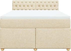 vidaXL Κρεβάτι Boxspring με Στρώμα Κρεμ 160x200 εκ. Υφασμάτινο
