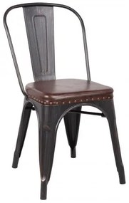 RELIX καρέκλα Μέταλλο Antique Black/PU Κάθισμα Σκ.Καφέ 45x51x82cm Ε5191Ρ,10
