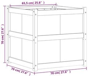 Ζαρντινιέρα 70 x 70 x 70 εκ. από Μασίφ Ξύλο Ψευδοτσούγκας - Καφέ