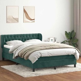 Κρεβάτι Boxspring με Στρώμα Σκούρο Πράσινο 140x210εκ. Βελούδινο - Πράσινο