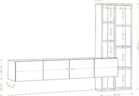 Σύνθεση Τηλεόρασης Λευκό / Δρυς LEBROLO 182x32x25