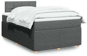 vidaXL Κρεβάτι Boxspring με Στρώμα Σκούρο Γκρι 120x200 εκ. Υφασμάτινο