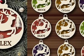 Intra απο ξύλο plywood 3mm-4mm πάχος A-Z Name , Christmas Ball Δίασταση 20x30 cm INTRAFABR-108604773