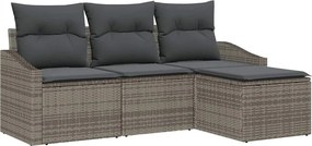 vidaXL Σετ Καναπέ με μαξιλάρι 4 pcs Γκρι συνθετικό ρατάν