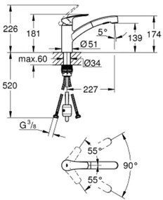 Μπαταρία κουζίνας με ντους Grohe EuroSmart-Ashmi Mat