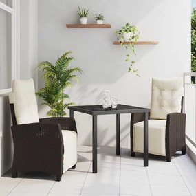 vidaXL Σέτ φαγητού για κήπο 3 pcs Καφέ συνθετικό ρατάν