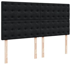 vidaXL Κρεβάτι Boxspring με Στρώμα Μαύρο 200x200 εκ. Βελούδινο