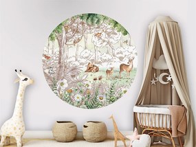 Forest Friends Spring II Ταπετσαρια Τοιχου Πρασινο Στρογγυλη 80cm