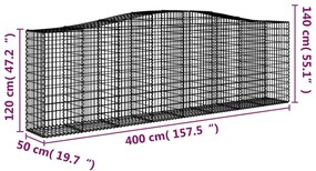 vidaXL Συρματοκιβώτια Τοξωτά 8 τεμ. 400x50x120/140 εκ. Γαλβαν. Ατσάλι