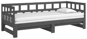 Καναπές Κρεβάτι Συρόμενος Γκρι 2x(90x200) εκ. από Μασίφ Πεύκο - Γκρι