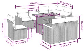 vidaXL Σαλόνι Κήπου Σετ 9 τεμ. Μπεζ Συνθετικό Ρατάν με Μαξιλάρια