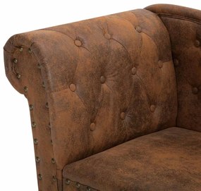 vidaXL Ανάκλιντρο Καφέ από Συνθετικό Καστόρι