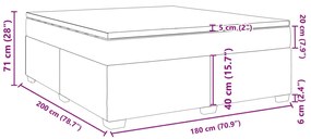 Κρεβάτι Boxspring με Στρώμα Σκούρο Γκρι 180x200 εκ Υφασμάτιν - Γκρι