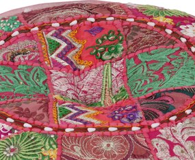 vidaXL Πουφ Patchwork Στρογγυλό Χειροποίητο Ροζ 40 x 20 εκ. Βαμβάκι