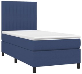 vidaXL Κρεβάτι Boxspring με Στρώμα Μπλε 80x200 εκ. Υφασμάτινο