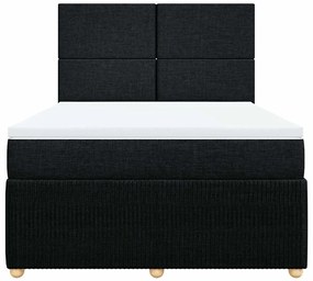 vidaXL Κρεβάτι Boxspring με Στρώμα Μαύρο 140x200 εκ. Υφασμάτινο