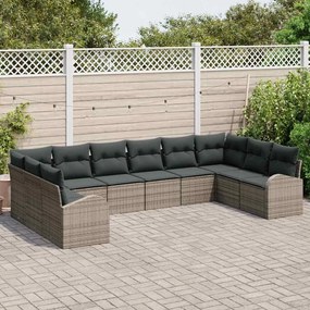 vidaXL Σετ Καναπέ με μαξιλάρι 10 pcs Γκρι Πολυρατάν