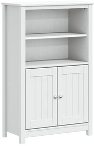 vidaXL Ντουλάπι Μπάνιου BERG Λευκό 69,5x34x110 εκ. Μασίφ Ξύλο Πεύκου