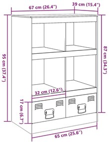 Ντουλάπι Μαύρο 67x39x95 εκ. από Ατσάλι - Μαύρο