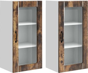 vidaXL Ραφιέρα τοίχου PORTO 2 pcs Καπνιστό Δρύς Επεξεργασμένο Ξύλο