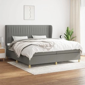 Κρεβάτι Boxspring με Στρώμα Σκούρο Γκρι 200x200 εκ. Υφασμάτινο - Γκρι