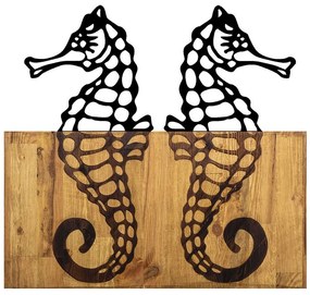 Διακοσμητικό Τοίχου Seahorse 899SKL2183 58x3x53cm Walnut-Black Wallity Μέταλλο,Ξύλο