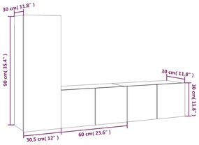 vidaXL Σετ Επίπλων Τηλεόρασης 3 Τεμ. Γκρι Sonoma Επεξεργασμένο Ξύλο