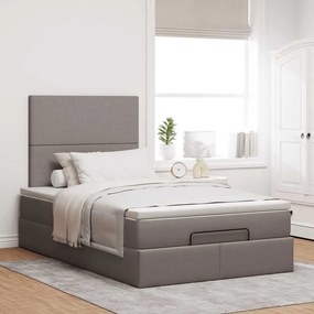 VidaXL Οθωμανικό κρεβάτι με στρώμα & LEDs Taupe 120x200cm ύφασμα
