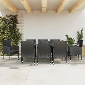vidaXL Σετ Τραπεζαρίας Κήπου 9 Τεμ. Μαύρο από Συνθετικό Ρατάν / Ατσάλι