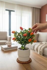 Stewehome Τεχνητό δέντρο κουμκουάτ σε μοντέρνο λευκό πλαστικό γλαστράκι Πράσινο