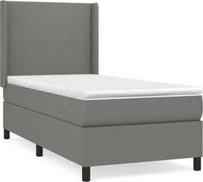 vidaXL Κρεβάτι Boxspring με Στρώμα Σκούρο Γκρι 100x200 εκ. Υφασμάτινο