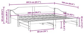 Καναπές Κρεβάτι Συρόμενος Λευκός 80 x 200 εκ. Μασίφ Ξύλο Πεύκου - Λευκό