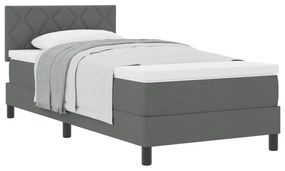 vidaXL Κρεβάτι Box Spring με Στρώμα Σκούρο Γκρι 90x200 εκ. Ύφασμα