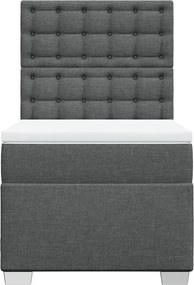 vidaXL Κρεβάτι Boxspring με Στρώμα Σκούρο Γκρι 90x200 εκ. Υφασμάτινο
