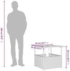 Τραπέζι Κήπου με Οπή Ομπρέλας Μαύρο 55x55x46,5εκ. Συνθ. Ρατάν - Μαύρο