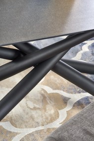 Τραπέζι Houston 890, Μαύρο, Σκούρο γκρι, 77x95x180cm, 86 kg, Επιμήκυνση, Επεξεργασμένο γυαλί, Μέταλλο | Epipla1.gr