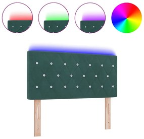 vidaXL LED κεφαλάρι με κεφαλάρι Σκούρο Πράσινο 90 cm Πολυεστέρας