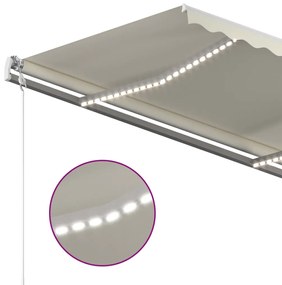 vidaXL Τέντα Συρόμενη Χειροκίνητη με LED Κρεμ 3 x 2,5 μ.