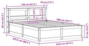 ΠΛΑΙΣΙΟ ΚΡΕΒΑΤΙΟΥ ΜΕ ΚΕΦΑΛΑΡΙ ΜΕΛΙ 150X200ΕΚ. ΜΑΣΙΦ ΞΥΛΟ ΠΕΥΚΟΥ 3306341