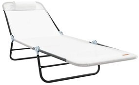 vidaXL Πτυσσόμενη ξαπλώστρα Κρεμ 182 x 55 x 85.5 εκ. Textilene